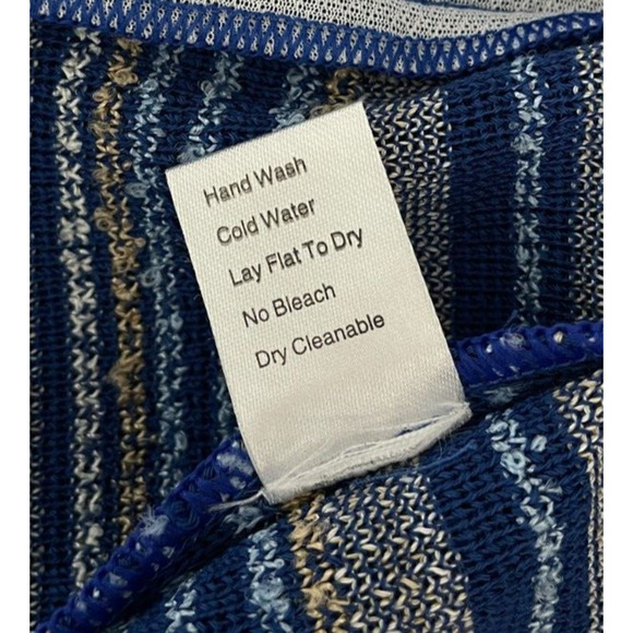 Ming Wang Womens Cardigan Striped Sweater Jacket Knit Career Quiet Luxury Blue L - Picture 8 of 16